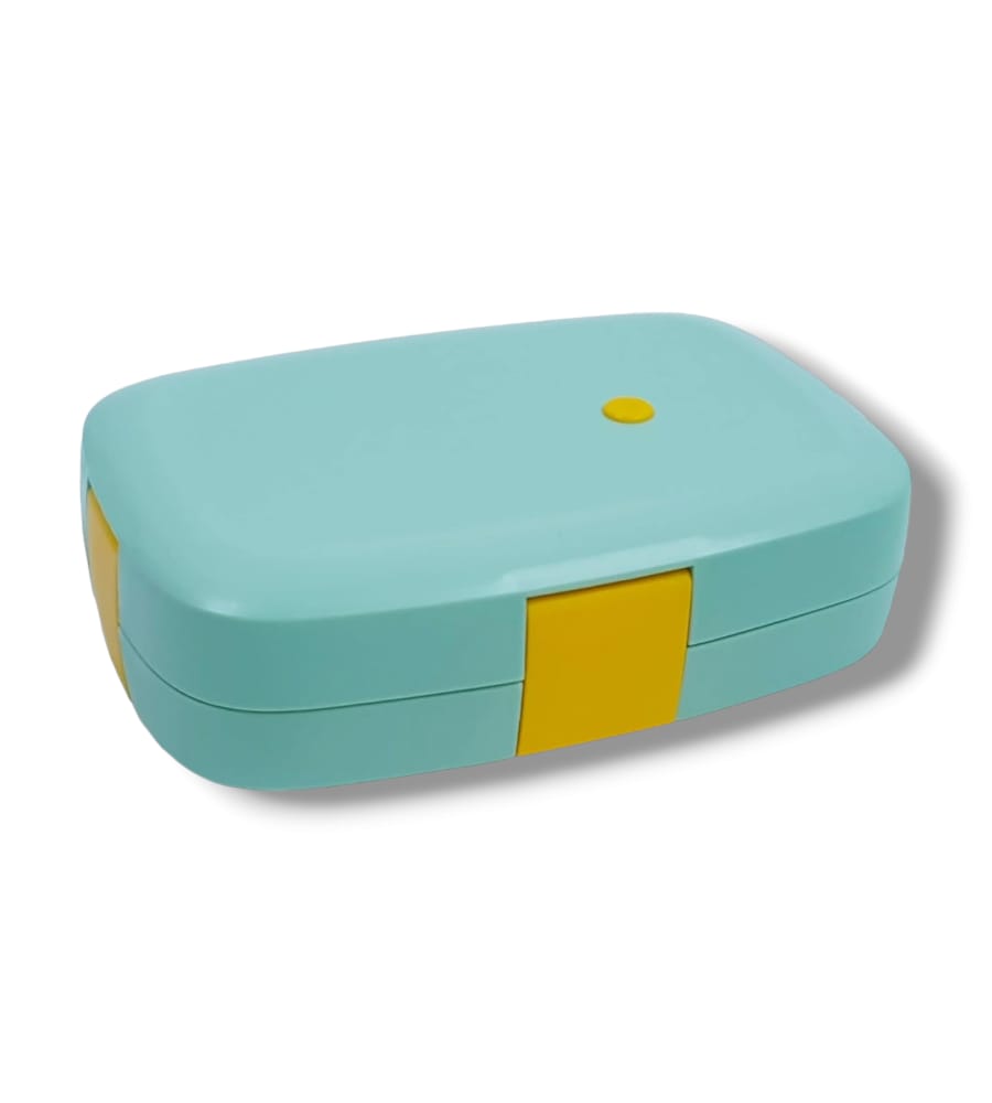 800 mL Stainless Steel Lunch Box - XC 483 Model, Rectangular with Spoon & Fork (Green)